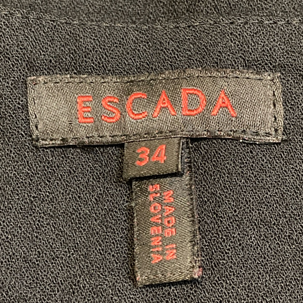 Vintage Escada Blk Wool Crepe Ruched Zipper Front Pencil Skirt - Sz 4 - Picture 5 of 7
